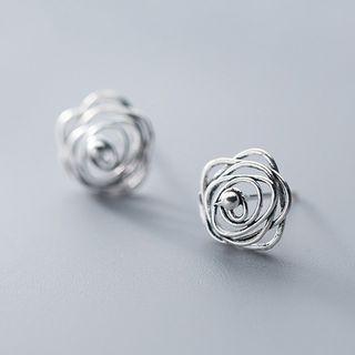 925 Sterling Silver Flower Stud Earring 1 Pair - Earrings - One Size