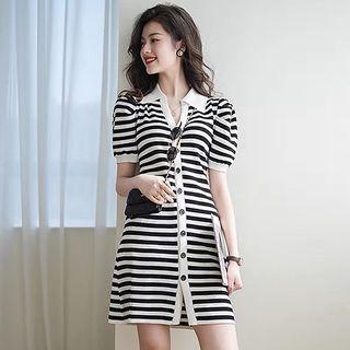 Polo Short-sleeve Striped Knit Dress