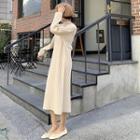 Plain Turtleneck Long-sleeve Loose-fit Knit Dress