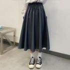 Drawstring Midi A-line Skirt Gray - One Size