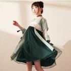 Hanfu Set: Long-sleeve Top + Strapless A-line Dress