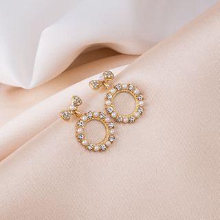 Faux Pearl Hoop Earring 1 Pair - E3018 - As Shown In Figure - One Size