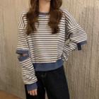 Cutout Striped Cropped Sweatshirt