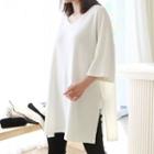 Short-sleeve Slit-side Napped T-shirt