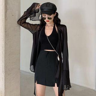 Plain Slit Light Jacket Black - One Size