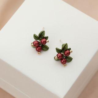 Bead Cherry Earring 1 Pair - Stud Earring - As Shown In Figure - One Size