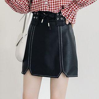 Contrast Trim Mini A-line Skirt