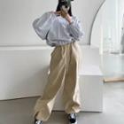Drawstring-hem Wide-leg Pants