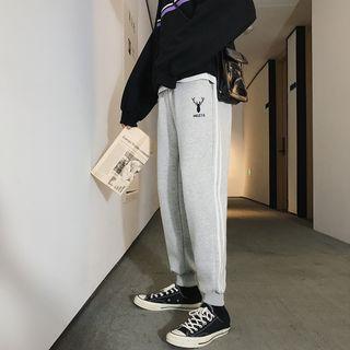 Deer Embroidered Sweatpants