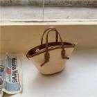 Woven Bucket Bag C807 - Brown & Off White - One Size