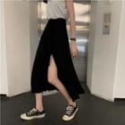 Midi A-line Split Skirt