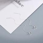 925 Sterling Silver Bow Dangle Earring Es760 - 1 Pair - One Size