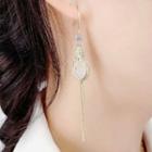 Flower Cat Eye Stone Alloy Fringed Earring 1 Pair - White - One Size