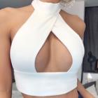 Cutout Halter Crop Top