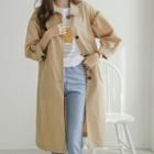 Single-breasted Puff-sleeve Trench Coat