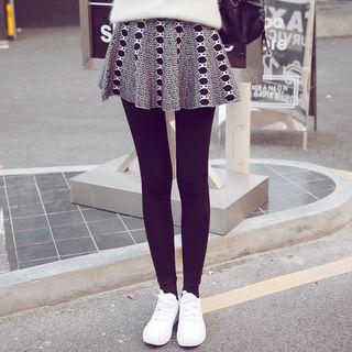 Inset Print A-line Knit Skirt Leggings
