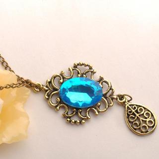 Blue Diamond Waterdrop Necklace Copper - One Size