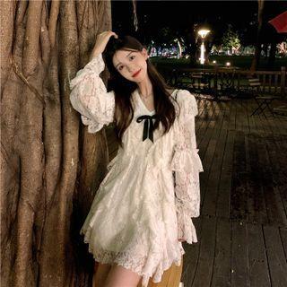 Bow-accent Lace Dress