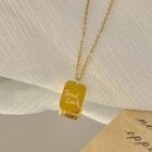 Lettering Tag Pendant Stainless Steel Necklace Xl106 - Gold - One Size