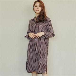 Patterned Shirtdress With Sash