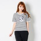 Cat-embroidered Stripe T-shirt