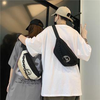 Chain Detail Lettering Sling Bag