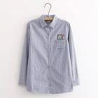 Long-sleeve Embroidered Pinstripe Shirt