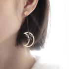 Stainless Steel Moon & Star Dangle Earring 1 Pair - 493 - Earrings - One Size