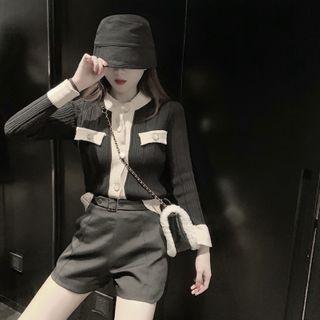 Two Tone Cardigan / Shorts