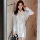 Long-sleeve Ruffle Mini Shirtdress