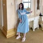 Plain Long-sleeve Loose-fit Dress / Plain Knit Camisole Top