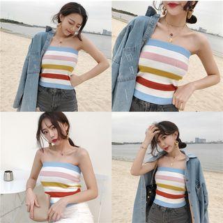 Striped Strapless Knit Top
