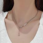 Star Rhinestone Pendant Faux Pearl Alloy Necklace Necklace - Silver - One Size