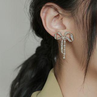 Faux Pearl Bow Earring 1 Piece - As Shown In Figure - One Size