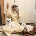 Turtleneck Cable Sweater & Pants Matching Set