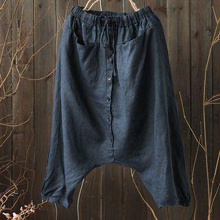Buttoned Cropped Harem Pants