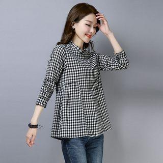 Plaid Ruffle Long-sleeve Shirt