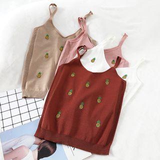 Fruit Embroidery Knit Tank Top