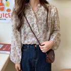 Long-sleeve Floral Loose Fit Chiffon Blouse