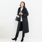 Hooded Fleece-lined Zip-up Jacket Charcoal Gray - One Size