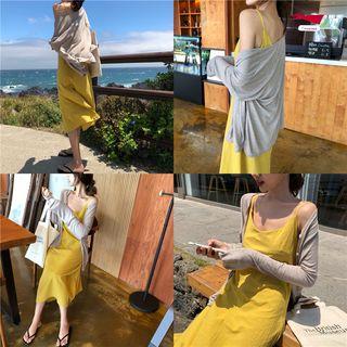 Plain Strappy Midi Dress / Light Jacket