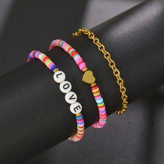 Set: Bead Bracelet + Chain Bracelet