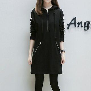 Half-zip Lettering Hoodie Dress