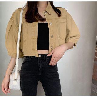 Elbow-sleeve Cargo Cropped Jacket