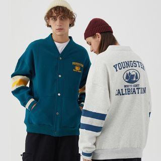 Couple Matching Lettering Striped Cardigan