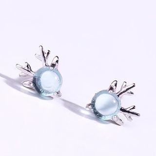 Deer Ear Stud Silver & Aqua Blue - One Size