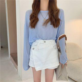 Long-sleeve Sheer T-shirt / Mini Skort
