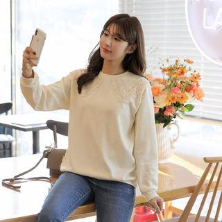 Crochet-lace Trim Pullover