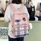 Plaid Panel Multi-section Backpack