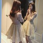 Set: Plain Cardigan + Sleeveless A-line Dress